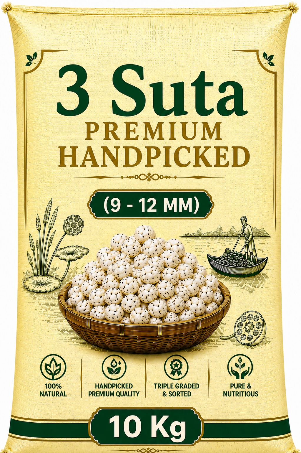 Handpicked Premium Makhana 3 Suta 20 Kg