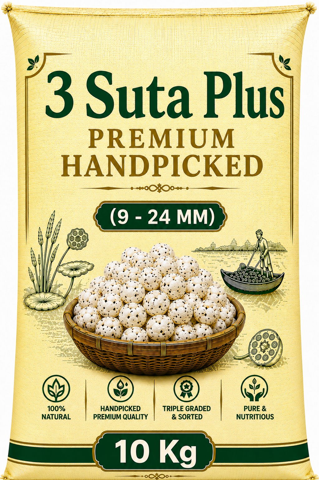 Handpicked Premium Makhana 3 Suta + 20 Kg
